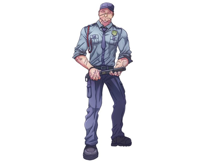 立ち絵の警備員のオジサン
今までと比べて少し色は明るめでアニメ塗りを少し意識してみました(あまり変わらないかなぁ) 