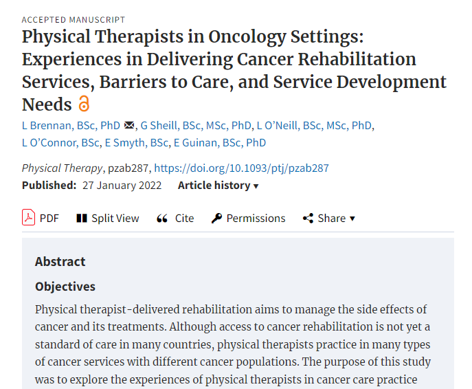 PTJournal's tweet photo. Much to ♥️ about this paper! 

"PTs provide valuable interventions across the spectrum of cancer care but experience barriers to the delivery and development of services" 

Investment in oncology physical therapy is needed to meet these needs! 

Read: https://t.co/O4wqCtkktH https://t.co/uBxGm7rN20
