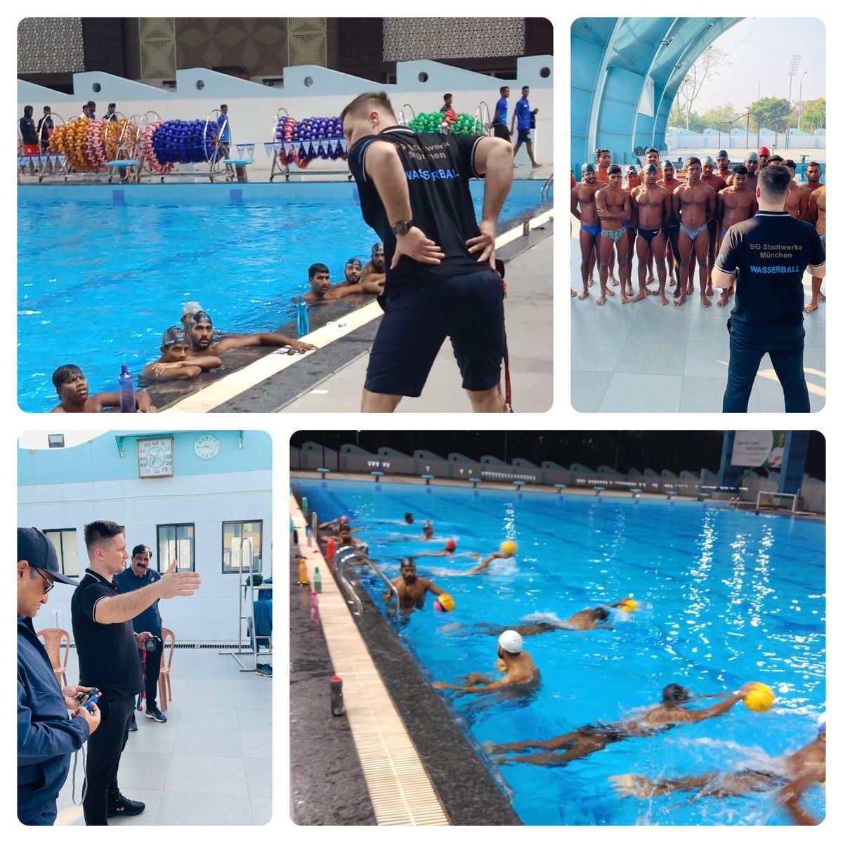 swimmingfedera1's tweet photo. Serbian coach working with national campers waterpolo at Kalinga stadium Bhubaneswar @sports_odisha @Media_SAI @DGSAI https://t.co/2gsnsokdD8