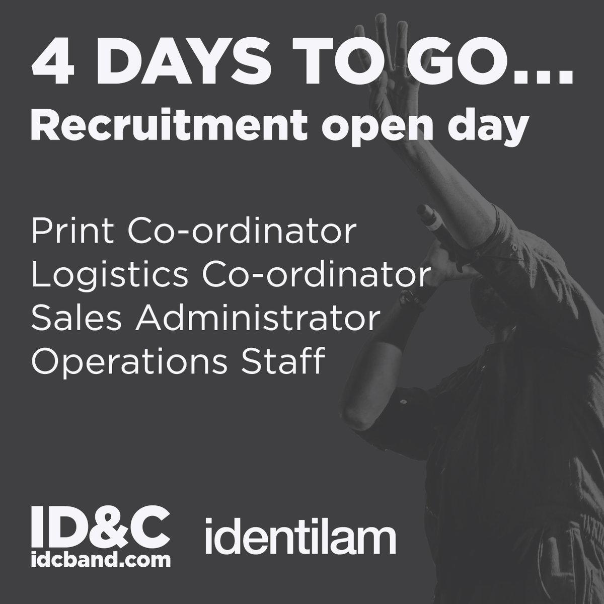 4 days to go until our recruitment open day! Come to The Forum Tunbridge Wells, Friday 18th February, 11am-3pm. Available positions:

Print co-ordinator
Logistics co-ordinator
Sales administrator
Operations staff

Bring your CV and have an informal chat with a member of our team.