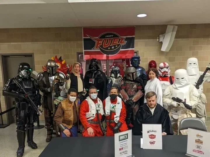 Bloodfin's tweet photo. This past Saturday (2/12/23) the Bloodfin Garrison teamed up with Taakure Clan clan and Rebel Legion Mos Espa Base for Star Wars Night w the Indy Fuel.
#starwarsindiana #501st #MosEspaBase #rebellegion #taakureclan #indyfuel https://t.co/W3obNlxyrY