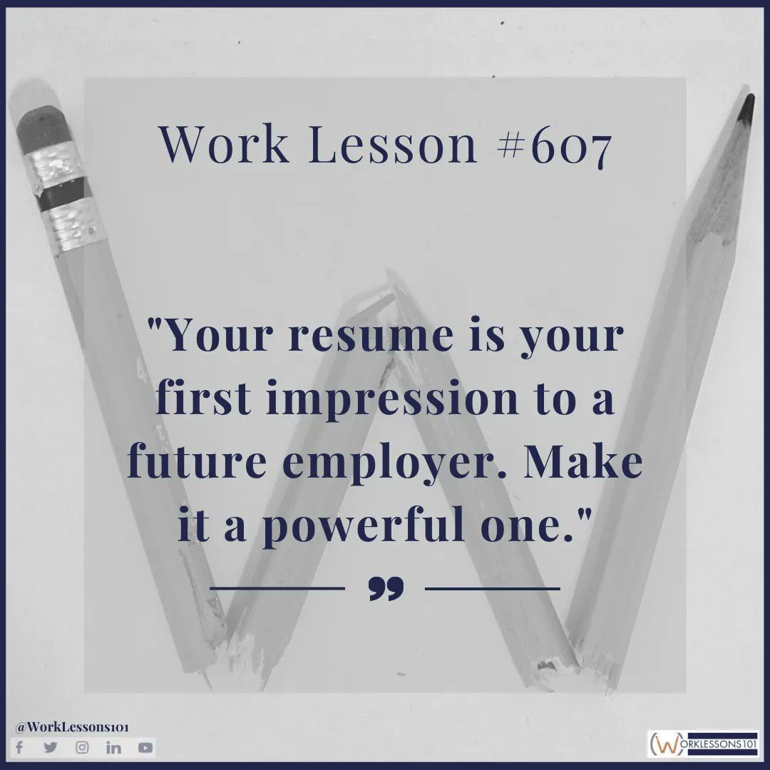 worklessons101's tweet photo. There is a reason it's called a FIRST impression. Meaning, if you don't impress an Employer to read your resume, you're not getting an interview.
Job Seekers Roadmap: https://t.co/lpw31pQMvG
Free Training: https://t.co/FHZAd1ZJtD
#WorkLessons101 #jobseeker #jobseekers #resume https://t.co/taNconS9gg