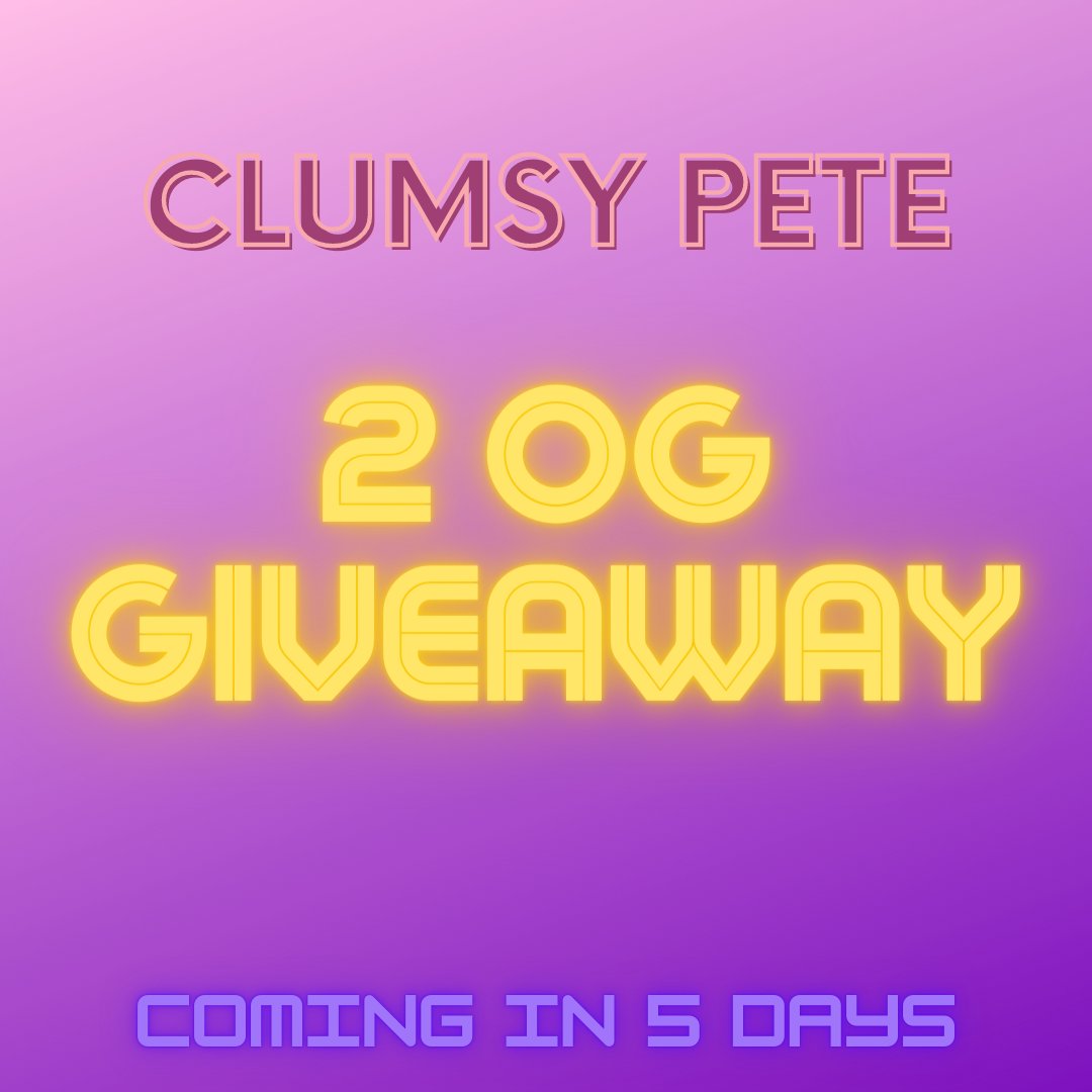 2 OG spots giveaway to those who:

1⃣ like and rt
2⃣ follow <a href="/ClumsyPeteNFT/">Clumsy Pete</a>
3⃣ tag 3 friends 

Giveaway ends in 20 hours.