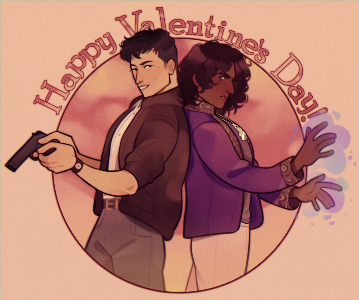 HiNayPod's tweet photo. HAPPY! VALENTINE'S DAY! EVERYONE! 🥳🥰🏳️‍🌈

We may be a horror podcast, but that doesn't mean we don't have time for love. Here's an amazing Valentine's Day piece of Murphy and Ashvin on the job by @iigo_art 

Hope you're having a lovely day fighting the undead with your partner! https://t.co/FsDABFxyVR