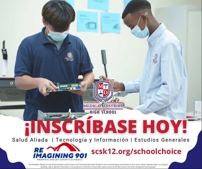 MSCS_CCTE's tweet image. Medical District High School offers students the unique opportunity to graduate high school with an Associate Degree in Allied Health, IT, or General Studies. Apply today by completing a General Choice Transfer application at scsk12.org/schoolchoice. #CCTEReadyGrad #MDHS