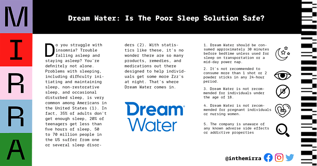inthemirra's tweet photo. If you're one of the 50-70 million people in the US (or anywhere) who suffer from insomnia, Dream Water might be the natural solution. https://t.co/QwDN5i3FKZ