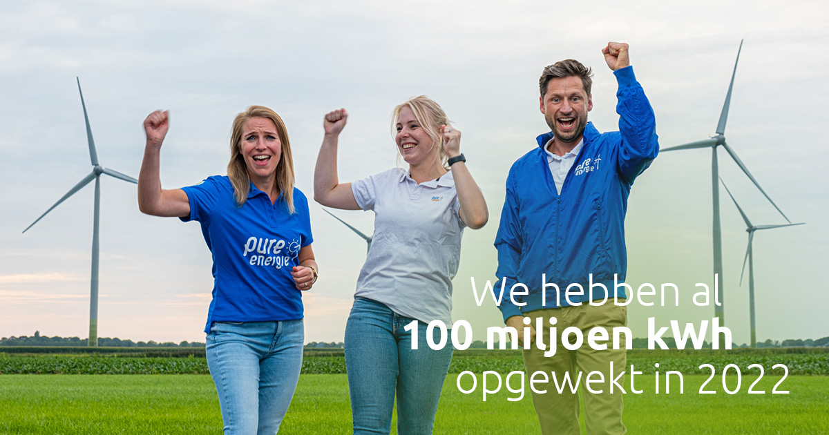 Het is pas half februari, maar wij hebben nu al 100 miljoen kWh aan energie opgewekt! Nog nooit hebben wij al zo snel in het jaar deze grens gepasseerd. Meer hierover is te vinden in dit artikel: bit.ly/3JljRnk 🍃
_
#PureEnergie #100miljoen #groeneenergie #opgewekt