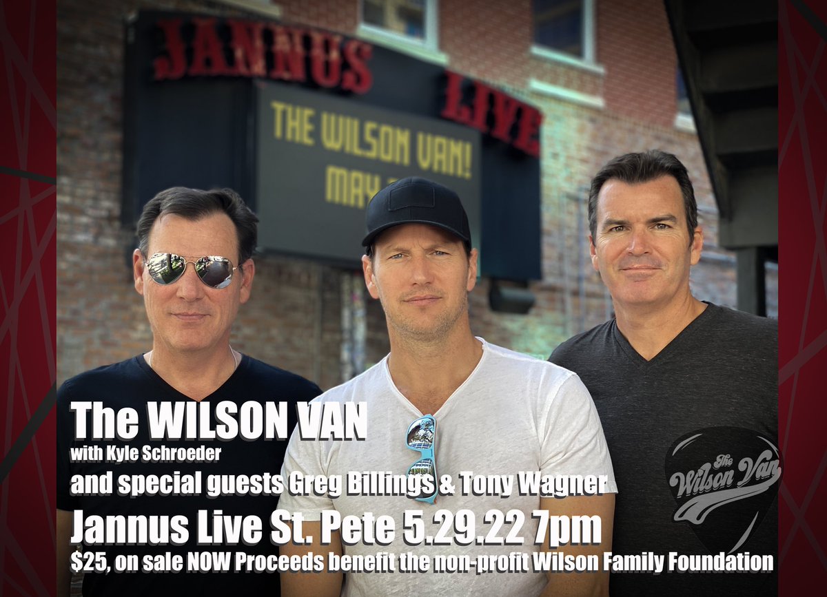 The Wilson Van (@thewilsonvan) on Twitter photo Thrilled to announce <a href="/JannusLive/">Jannus Live</a> benefit 5/29/22 benefitting non-profit <a href="/WilsonFamFndtn/">WilsonFamilyFndtn</a> Tickets on sale now! e.givesmart.com/events/peO/ #RockWithPurpose Thrilled to announce <a href="/JannusLive/">Jannus Live</a> benefit 5/29/22 benefitting non-profit <a href="/WilsonFamFndtn/">WilsonFamilyFndtn</a> Tickets on sale now! e.givesmart.com/events/peO/ #RockWithPurpose
