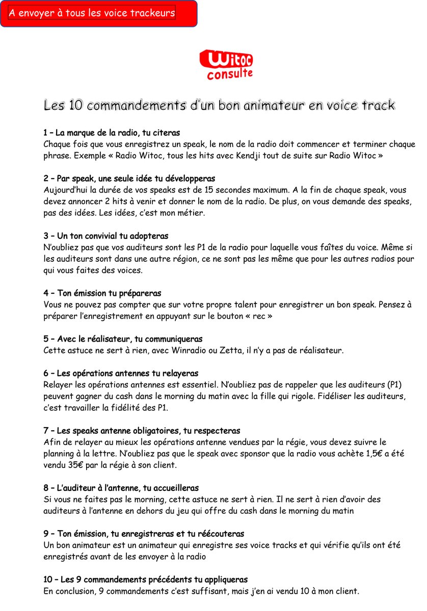 Les 10 commandements Witoc Consulte pour être un bon animateur de radio #alwayson #radio