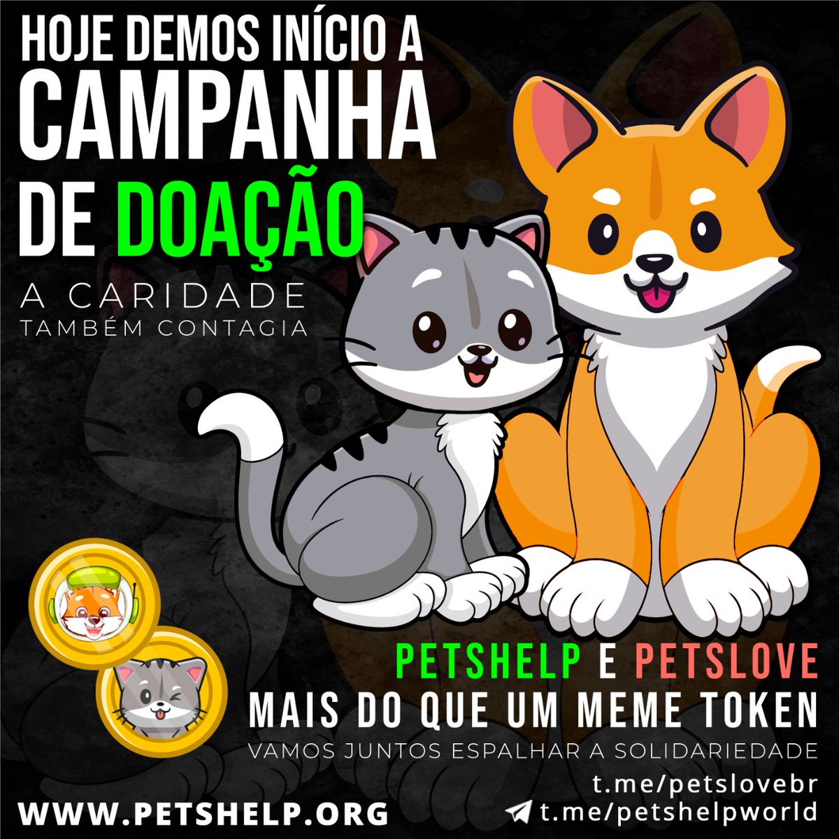petsfamilybr's tweet photo. 💥💚 A PetsHelp e a PetsLove são mais do que só Meme Token, é Um Projeto Social que ajudará muitos animais abandonados...🐶🐱

📌Além das Doações que é o objetivo Principal, também desenvolveremos futuramente dex Própria e uma Plataforma com venda de NFTs próprias. https://t.co/HCNZXYqGkH