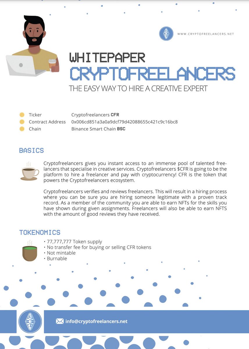 AltCryptoGems's tweet photo. This is an interesting project👀👉 #Cryptofreelancers a platform to hire a freelancer👋 with crypto! $CFR stealth launched🤫 yesterday and now at $105K MCAP! Team tokens are locked and LIQ is burnt🔥.

🌐Web:
https://t.co/DK9yV6WzzZ

📈Chart:
https://t.co/mOyiI633Ak

#DYOR #BSC🟥 https://t.co/zwEb43Hade