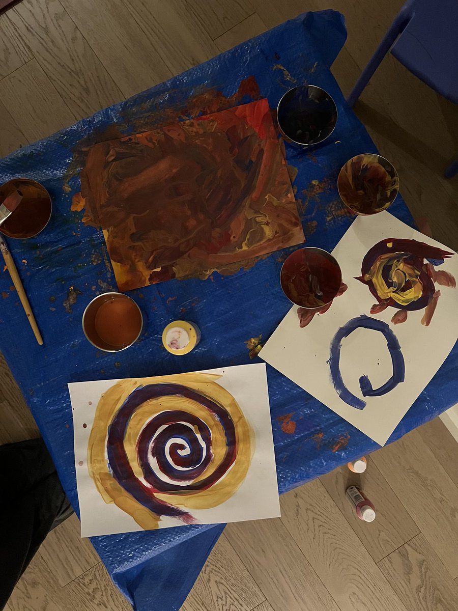 Hubs:  Hey, did you see that cool spiral one of our kids painted?    Me:  Um….  Hubs: …oh, that was you?  Me: …