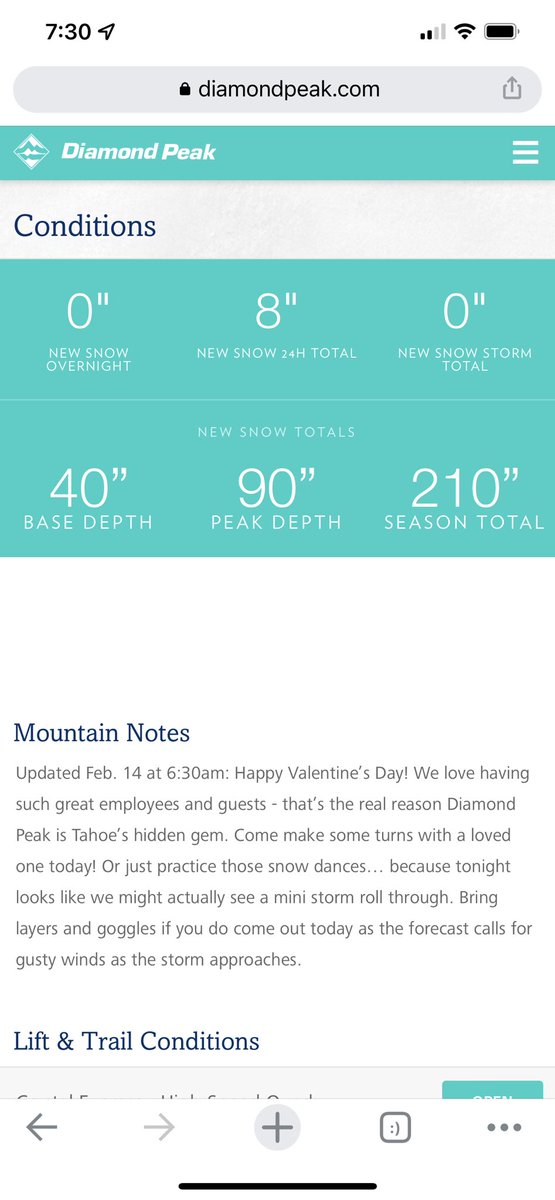 Uh, pow day at <a href="/diamondpeak/">Diamond Peak</a>? 🤔