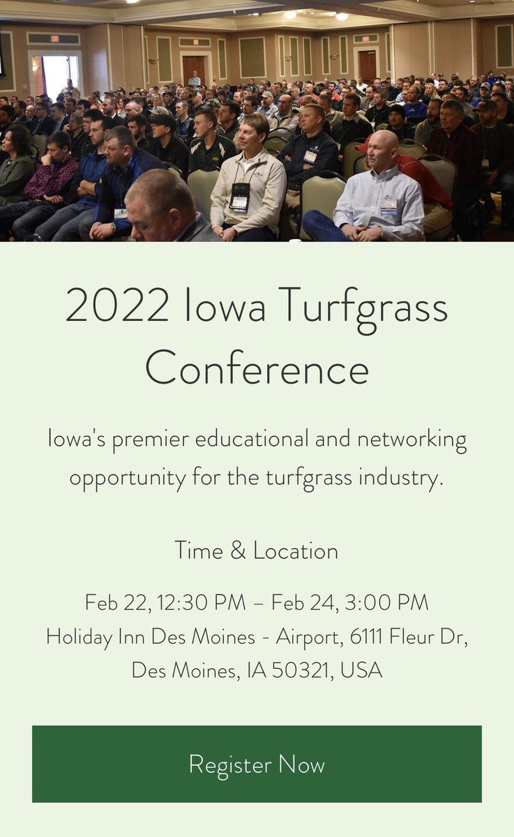 It's not too late to get registered for the Iowa Turfgrass Conference &amp; Trade Show. Visit iaturfgrass.org/events to register today.