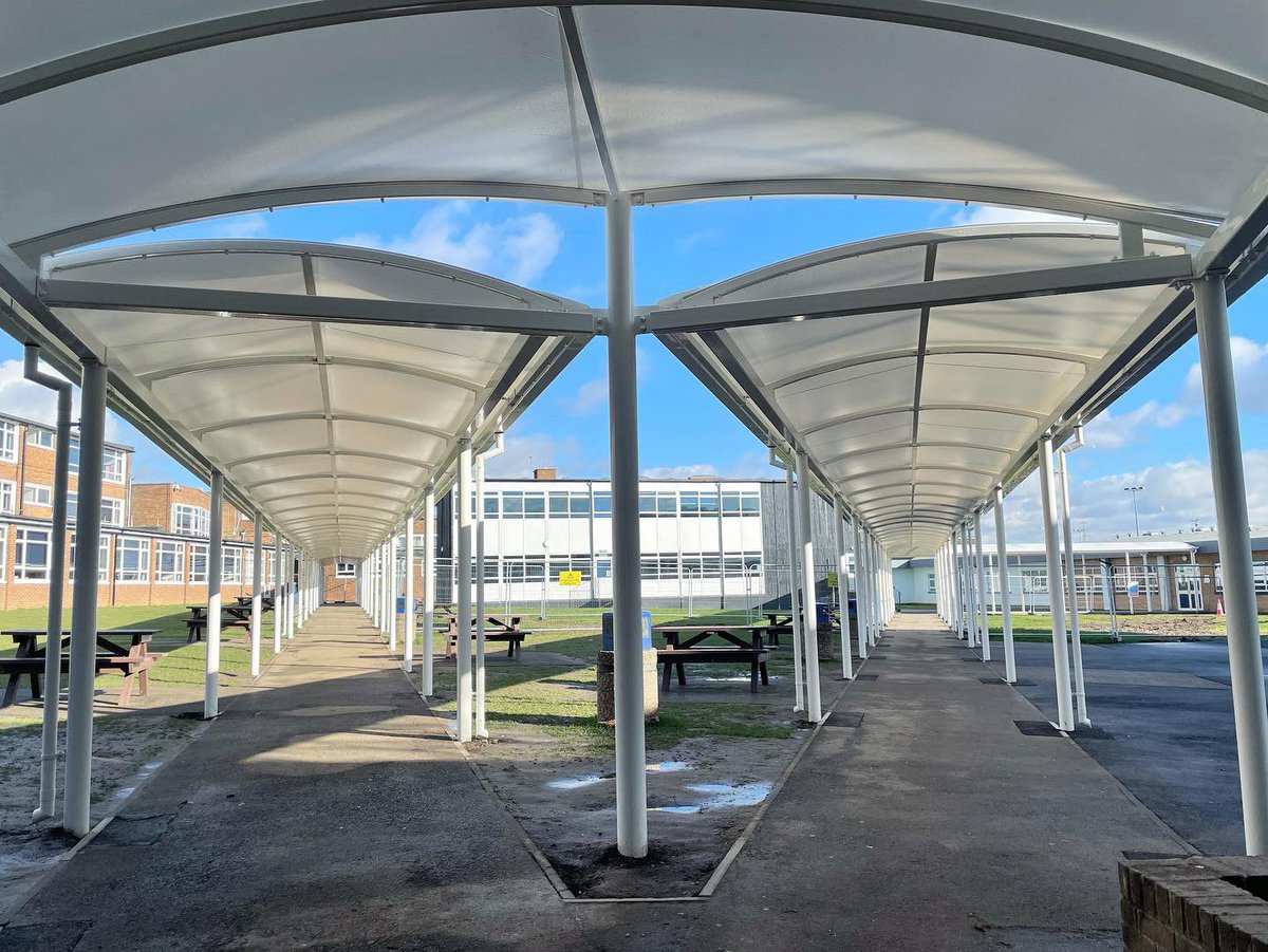 ForumContracts's tweet photo. PROJECT COMPLETE ✅

After last years new build reception Forum Contracts re-visit @EmersonParkAC to install a new 200m canopy complying with a new drainage system. 

The new canopy provides easier routes for students around the school allowing access in all conditions. ☂ https://t.co/FekbdSz9qa