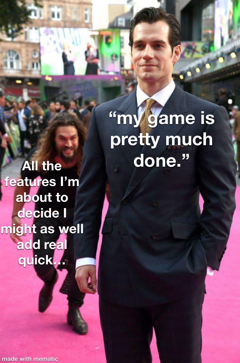 What feature has recently prolonged your game’s development time?
#gamedev #gamedevmemes #indiedev #gamedevelopment #programmingmemes