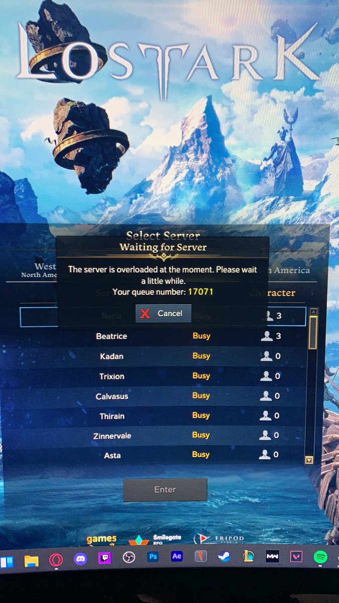 BrokenK4ppa's tweet photo. @playlostark i was on game after 4 h of queue, i play like 1 h more or less and now this, again another infinite queue. Can u explain that ? https://t.co/u2km9Xuj5o