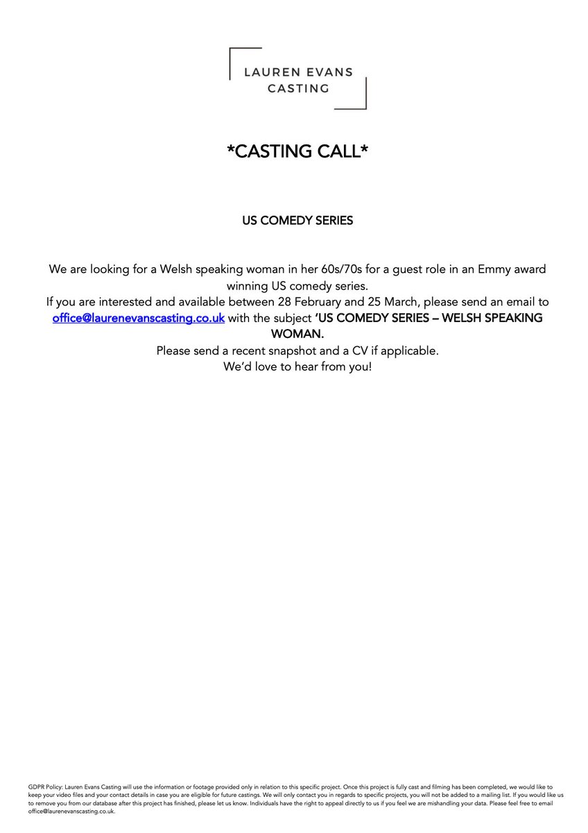 Please share far and wide across the homeland!! 🏴󠁧󠁢󠁷󠁬󠁳󠁿
#Castingcall #Wales #Welshactress
