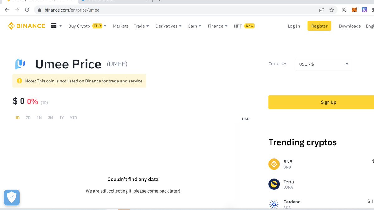 binance.com/en/price/umee
<a href="/Umee_CrossChain/">UX Chain🌊</a> #DeFi #UMEE <a href="/CosmosEcosystem/">⚛️ Cosmos Ecosystem ⚛️</a> <a href="/CoinList/">CoinList</a> @bond_dog_51