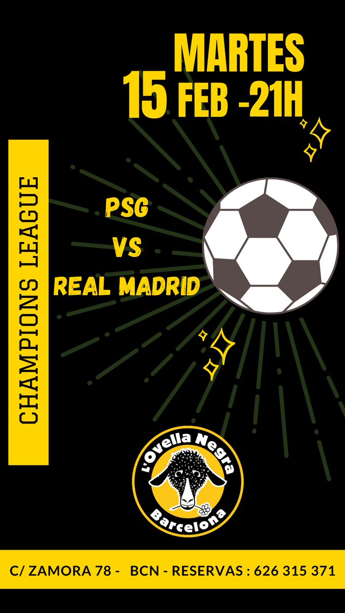 ¡Disfruta de la Champions League en la Ovella Negra! ⚽️🏆🔥
#ovellanegrabcn #ChampionsLeague #Barcelona