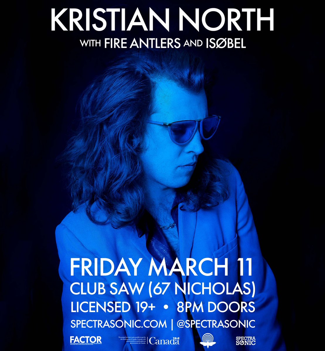 NEW SHOW 🎉 Kristian North <a href="/FireAntlersBand/">Fire Antlers</a>  ISØBEL ❤️ Fri Mar 11 at Club SAW 🎟 on sale NOW 🔥

co-presented by <a href="/MothlandSounds/">Mothland</a> with the support of <a href="/FACTORCanada/">FACTOR</a> &amp; @SAWGallery