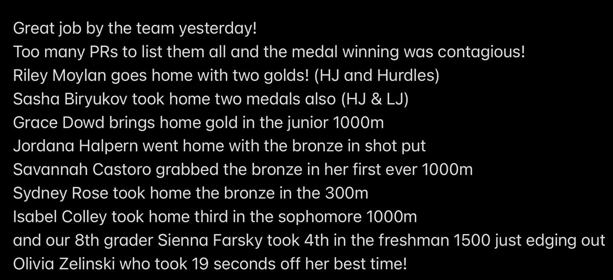 Super Bowl Sunday isn’t just for football. The future is looking bright for the OHS Girl’s Track Team. So proud of the work they put in and it’s rewarding to see the performances improve during the season! The ladies took home lots of hardware ⬇️
