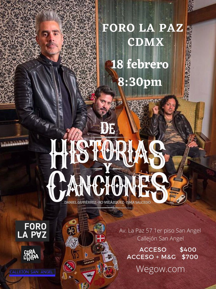 ❤️ Llego el momento de regresar a los escenarios ❤️ ⚡️De historias y Canciones⚡️ Daniel Gutierrez @danielgusana Isma Daniels @IsmaDaniels y Ro Velazquez @RopitasVQZ 🗓 18 de febrero 8:30 pm Foro La Paz @ForoLaPazMX 🤯