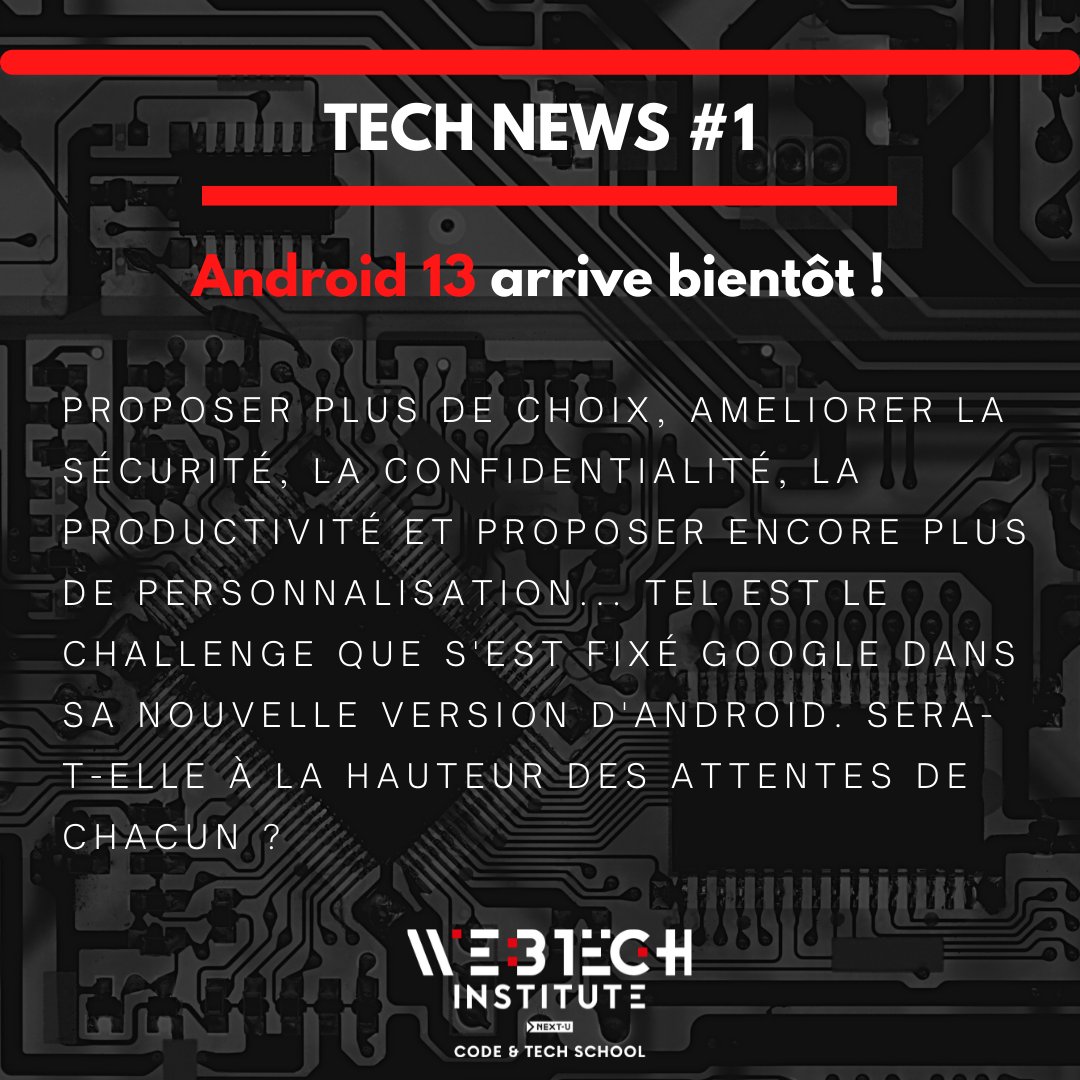 WebTech_Inst's tweet image. Top Départ de la série "Tech News" 📖! Rendez-vous tous les lundis à 17h pour découvrir une news dans le domaine de la Tech. L'occasion de vous tenir au courant sur les nouveautés de l'univers de la tech et de l'informatique.
