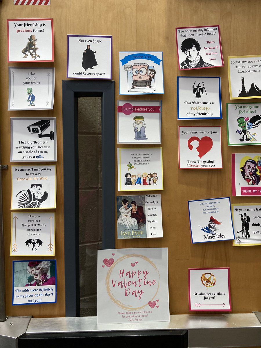 KatieRainer1's tweet photo. Happy Valentines Day from the @AuburnJrHigh library! We have punny valentines—thanks @kelseybogan—and Mrs. Bowens’ classes are #BookSpeedDating. 📚 ❤️ 🥰 #ALLibraries https://t.co/XVx5lVy4qi