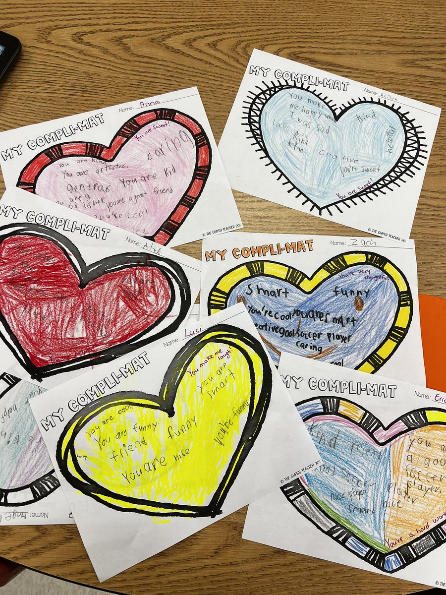 Kindness week Day 1: 
Today we made “compli-mats” for each other with kind words! <a href="/MCPSsandcastle/">MCPS</a>