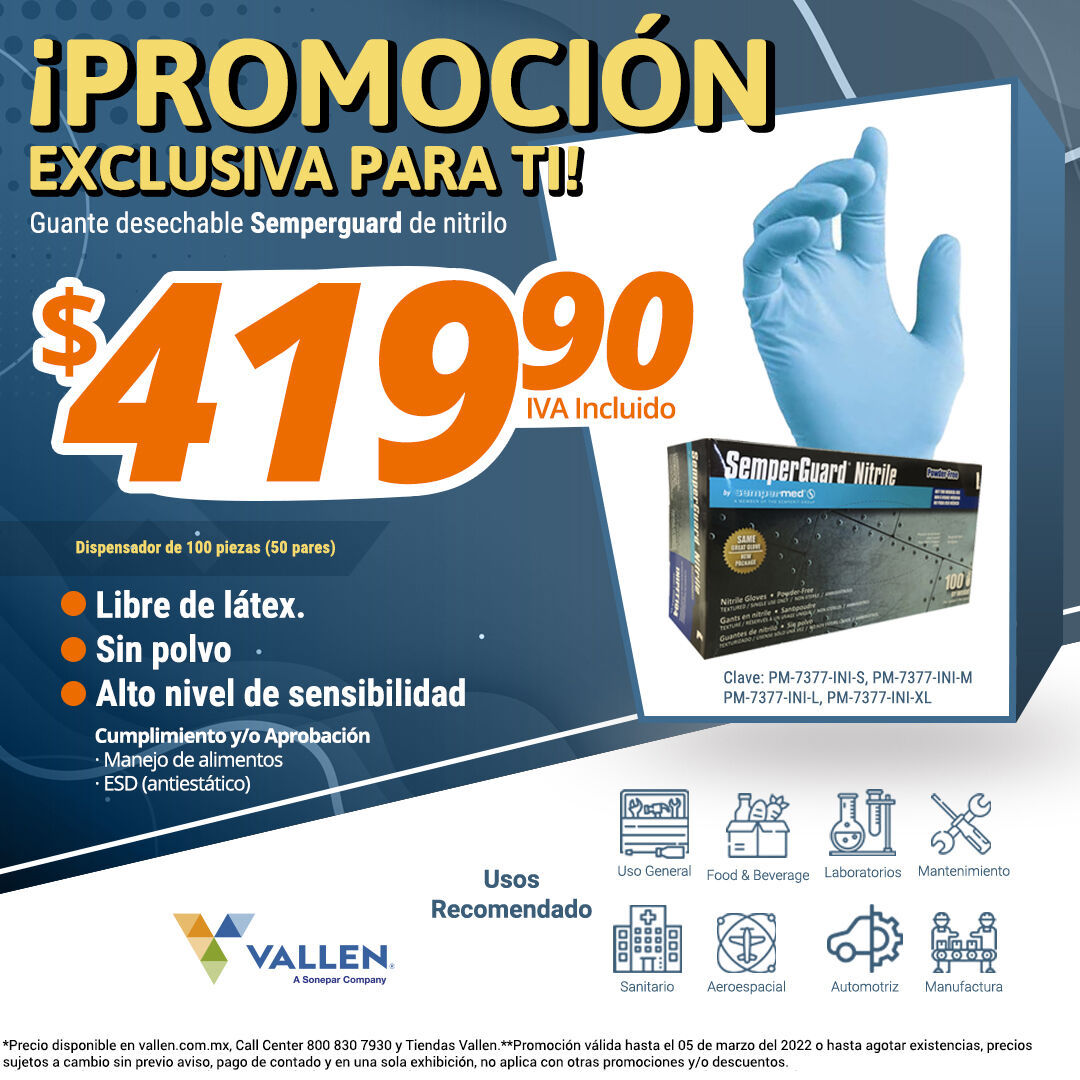 Vallensafety's tweet photo. ¡Promociones exclusivas para proteger tus manos!👏
Guantes desechables #AX360 y #semperguard a un precio increíble en dispensador de 100 piezas.
👉 Guante Semperguard -https://t.co/y5kgjfEn5K
👉 Guante AX360 - https://t.co/ESdL7w5ul4

#VallenMx #ProtecciónManos #Promoción https://t.co/10QnGK60Qs