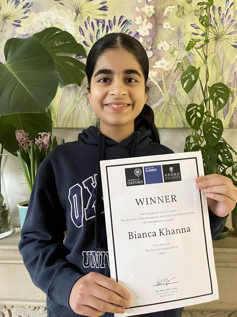 SaloniUK's tweet image. Thank you @StHelensSchool &amp;amp; @oxfordclassics for creating wonderful challenges for children to participate &amp;amp; get involved. Here’s my very happy child who won First place 😁 &amp;amp; so excited to have received her certificate today! 🙏 #ancientdrama #oxfordclassics 🎭