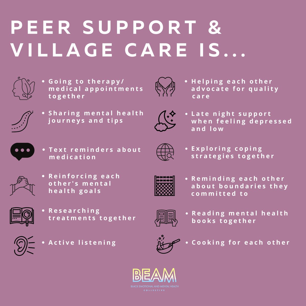 As we celebrate BHM, let’s also honor our legacy of healing. Long before Black folks in the U.S had access to therapy, our folks were engaging in peer support practices to help us persevere. As we engage our wellness journeys, let’s not forget that community is a source of care✨