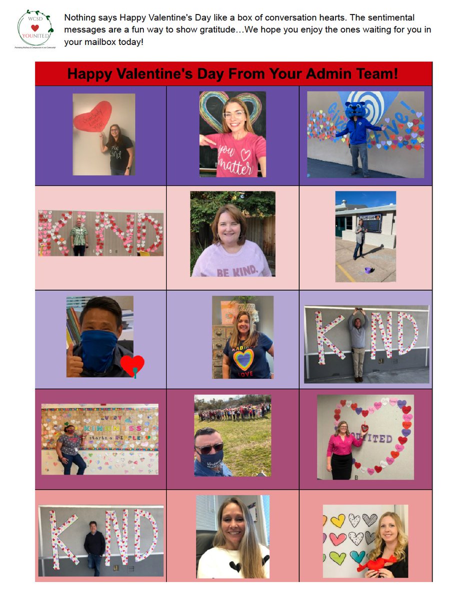 WalnutCreekSD's tweet photo. WCSD Management Teams wishes all staff a Happy Valentine's Day! https://t.co/meADQ0n3rz
