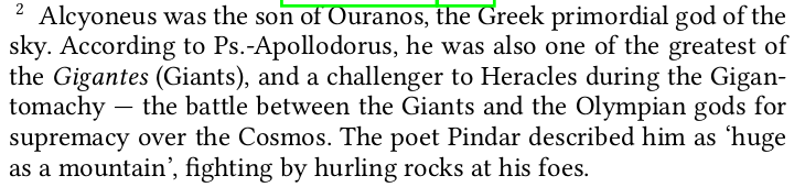But why "Alcyoneus"? The answer is in footonote #2!