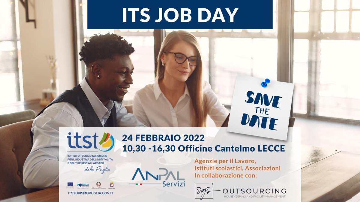 Secondo incontro con l'ITS JOB DAY, l’evento organizzato con la collaborazione delle Agenzie per il Lavoro, che crea la possibilità, ai nostri studenti, di incontrare recruiter aziendali. Appuntamento presso le Officine Cantelmo, giovedì 24 febbraio dalle 10.30!
… save the date!