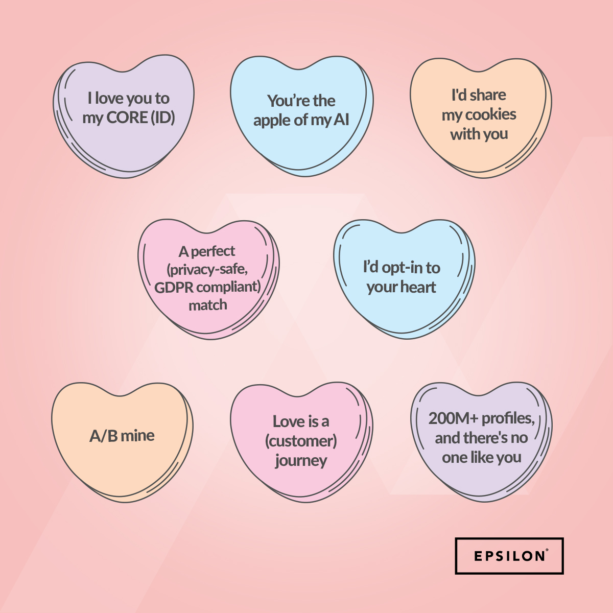 On Valentine’s Day, our punny side comes out.
 
We hope you have a lovely day and these digital marketing-themed conversation hearts make it a dash sweeter 😊  Which is your favorite?