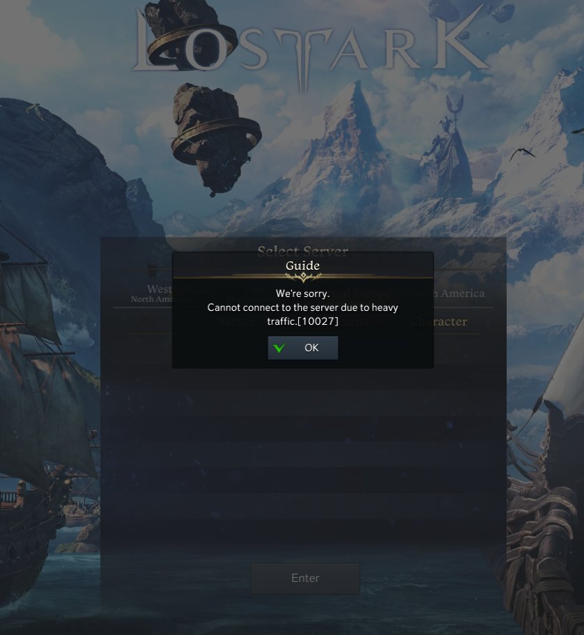 <a href="/playlostark/">Lost Ark</a> I don't even have queue, game automatically close after announcement with this... It's annoying af that as person that have only 1-2h per day/2days for gaming you can't even log in to the que for game that you paid for... fix your shit amazon, it's 2nd premiere :)