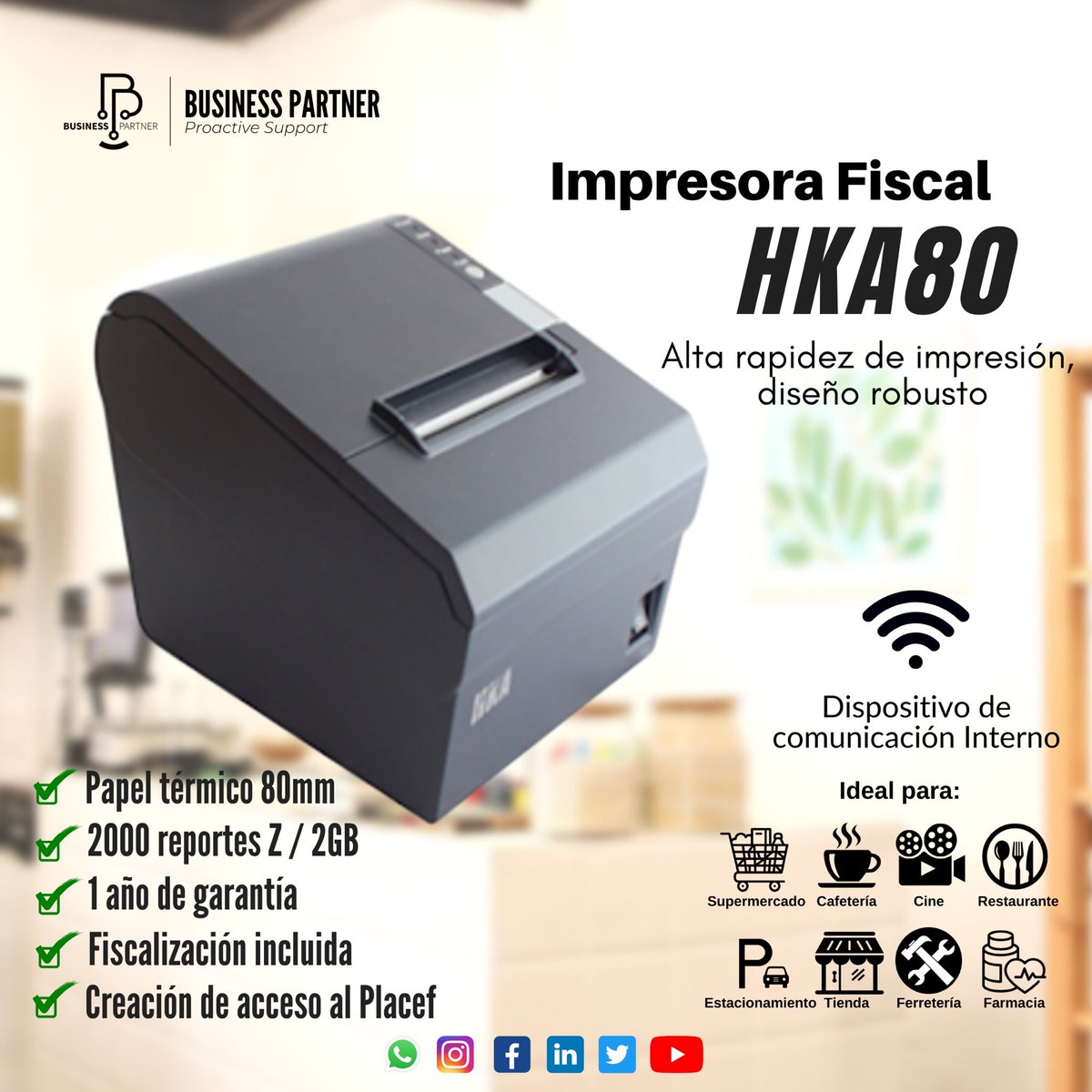 BusinessPartn19's tweet image. Impresora Fiscal HKA80

Ideal para:

🛒 Supermercado 
☕️ Cafetería
🎬 Cine
🍽 Restaurante
🚏Estacionamiento
🛍 Tienda
🛠 Ferretería
💉 Farmacia

*Incluye dispositivo de comunicación.
🔥Disponible🔥

Business Partner Corp 👨🏼‍💻🧾🛡🦠🛒📞📡
#businesspartnersc #businesspartnerscv #bpc
