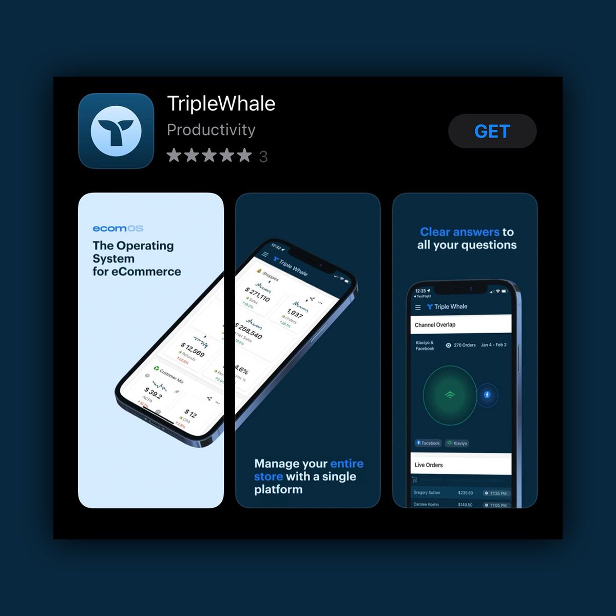 triplewhale's tweet image. 🐳 new week, new feature 🐳

the @triplewhale mobile app is now LIVE

access all your ecom analytics, no matter where you are