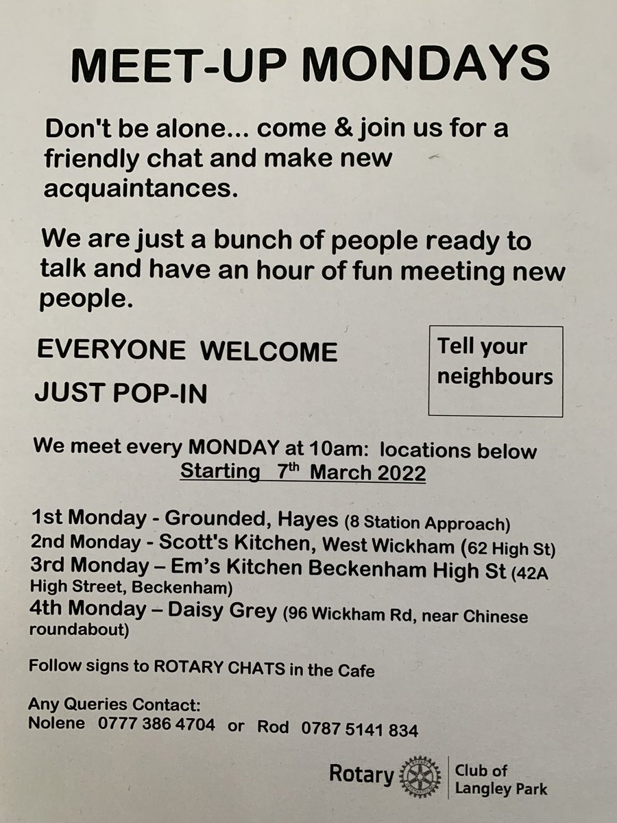 Starting 7th March - do come and see us!