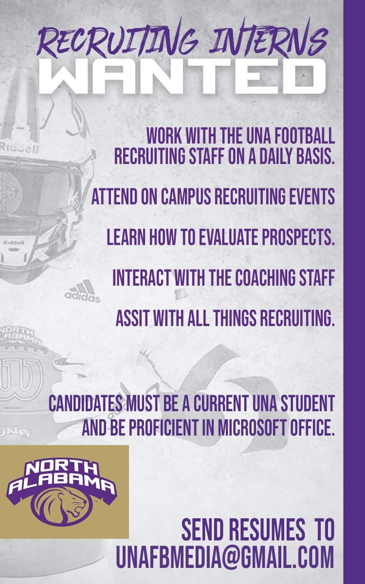 We are looking for UNA Student Interns to join our Recruiting and Creative Media team. #RoarLions