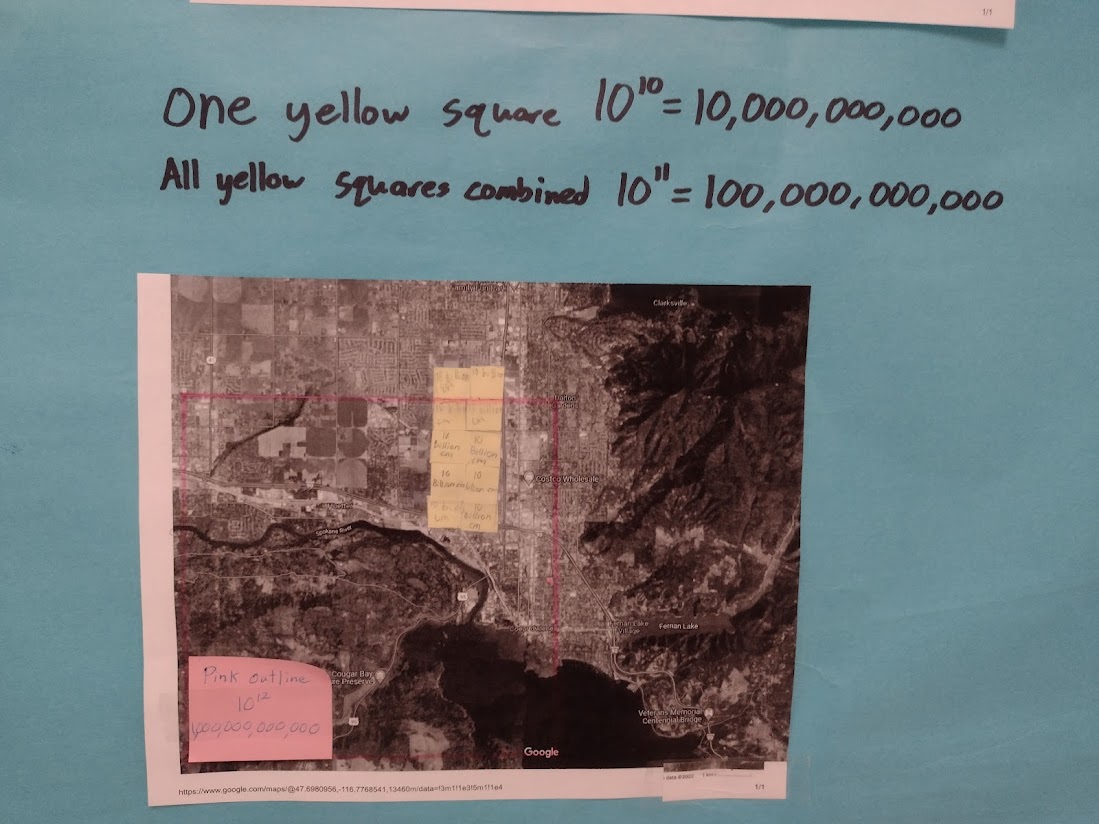 alpBryan's tweet photo. How much of our town would 100 billion square centimeters cover? 5th graders figured out that (and more) while exploring powers of 10

#UniteEDidaho #MTBoS #Mathematics #Powersof10 https://t.co/8GQr52A7kH