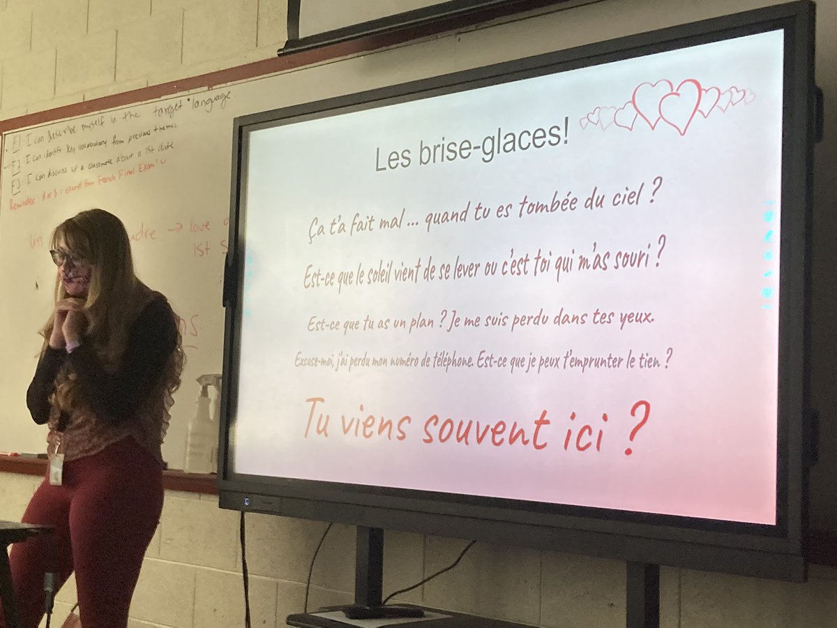JandJSorrells's tweet photo. Valentine’s day seems fitting to observe French class! Learning pick up lines and making Valentine cards is so much fun :) great class Ms. Hullender #BrevardHS https://t.co/aLBUv3WNIJ