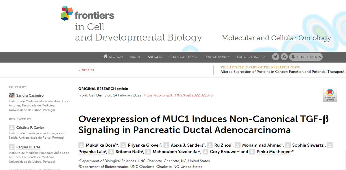 lab_pinku's tweet photo. Our article on MUC1-regulated TGF-b signaling has been published in Frontiers in Cell and Developmental Biology! 
Full article link: https://t.co/T1S3ep560T
@lab_pinku 
@BoseMukulika 
#UNCC
#CancerResearch https://t.co/uoSDpDudyA