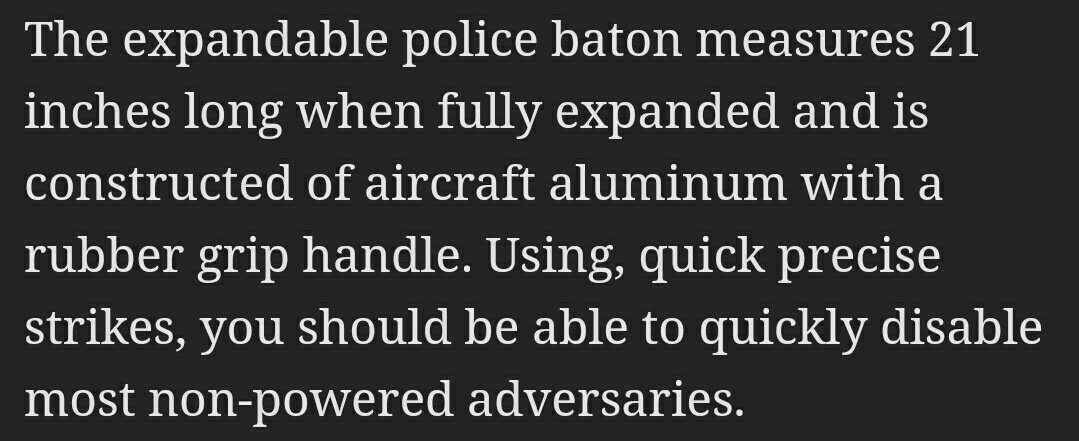 achentric's tweet photo. The Baton is used as a close ranged weapon, used like a sword but not as lethal, it can be retracted and preferably has an arm guard. https://t.co/7Y04MShevm