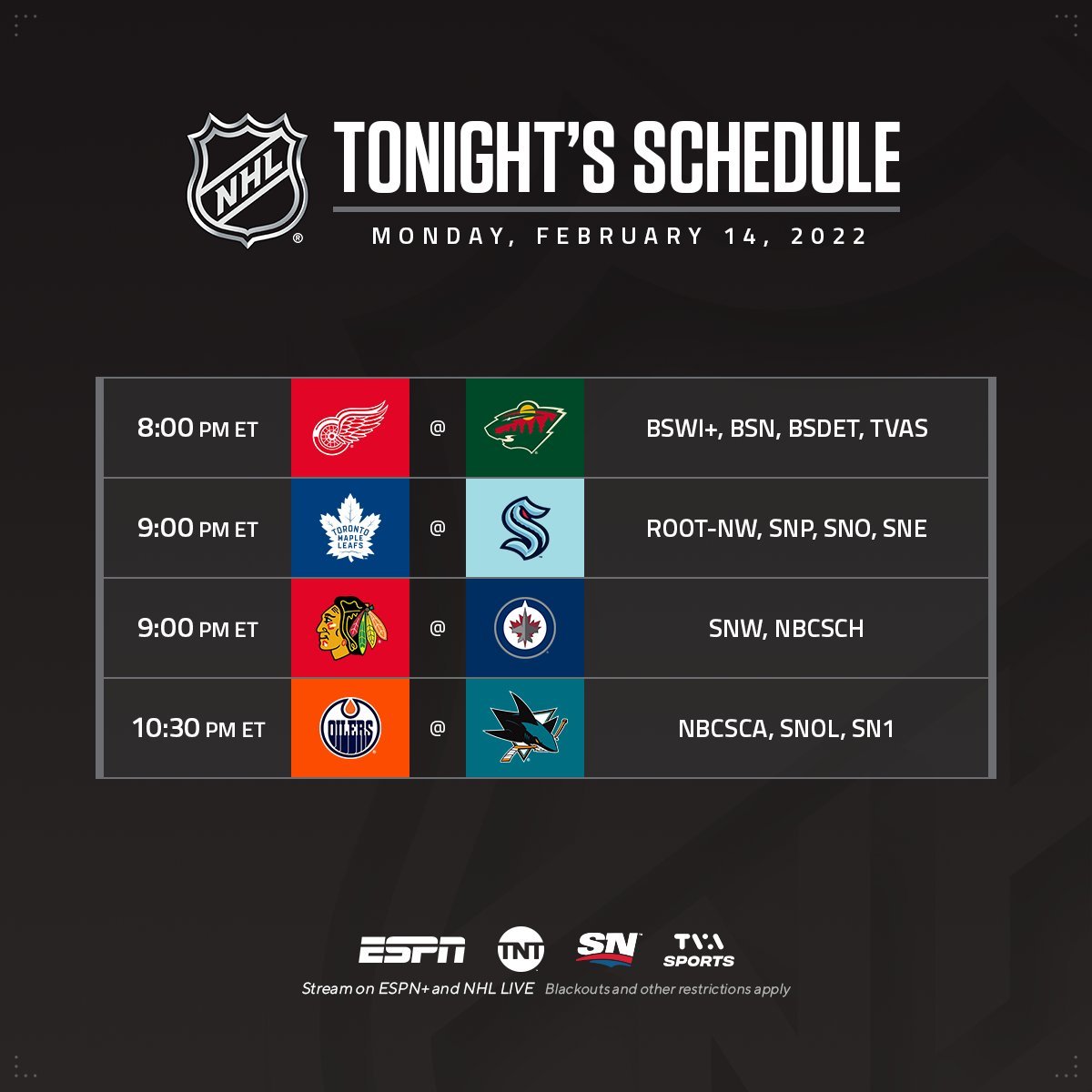 NHL's tweet photo. Monday Night Matchups ⏰ 

Make your picks 👇 https://t.co/aQk54YcWby