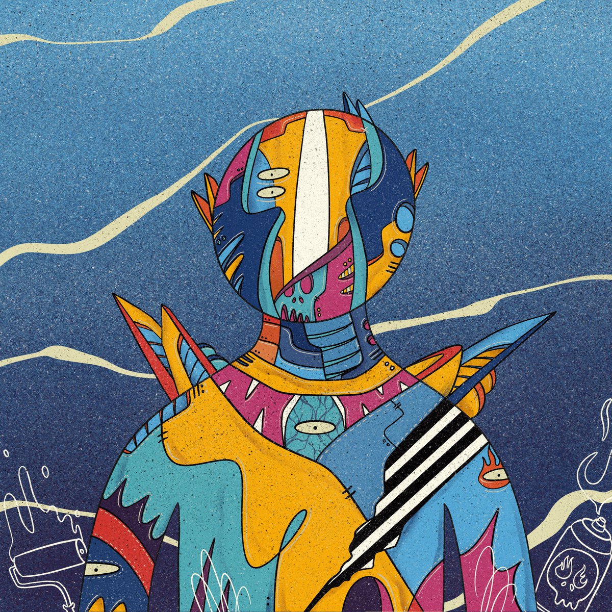 pixelazord's tweet photo. My submission for derivative The Mischief and below the backstory. Thank you!
โNight Wanderer - He roams at night to spread his wild imagination to various places in the city to find his true identityโ
#NFTart #NFTartwork #NFTCollection #pixelazord #witjk #derivatives https://t.co/QGxjOuatUx