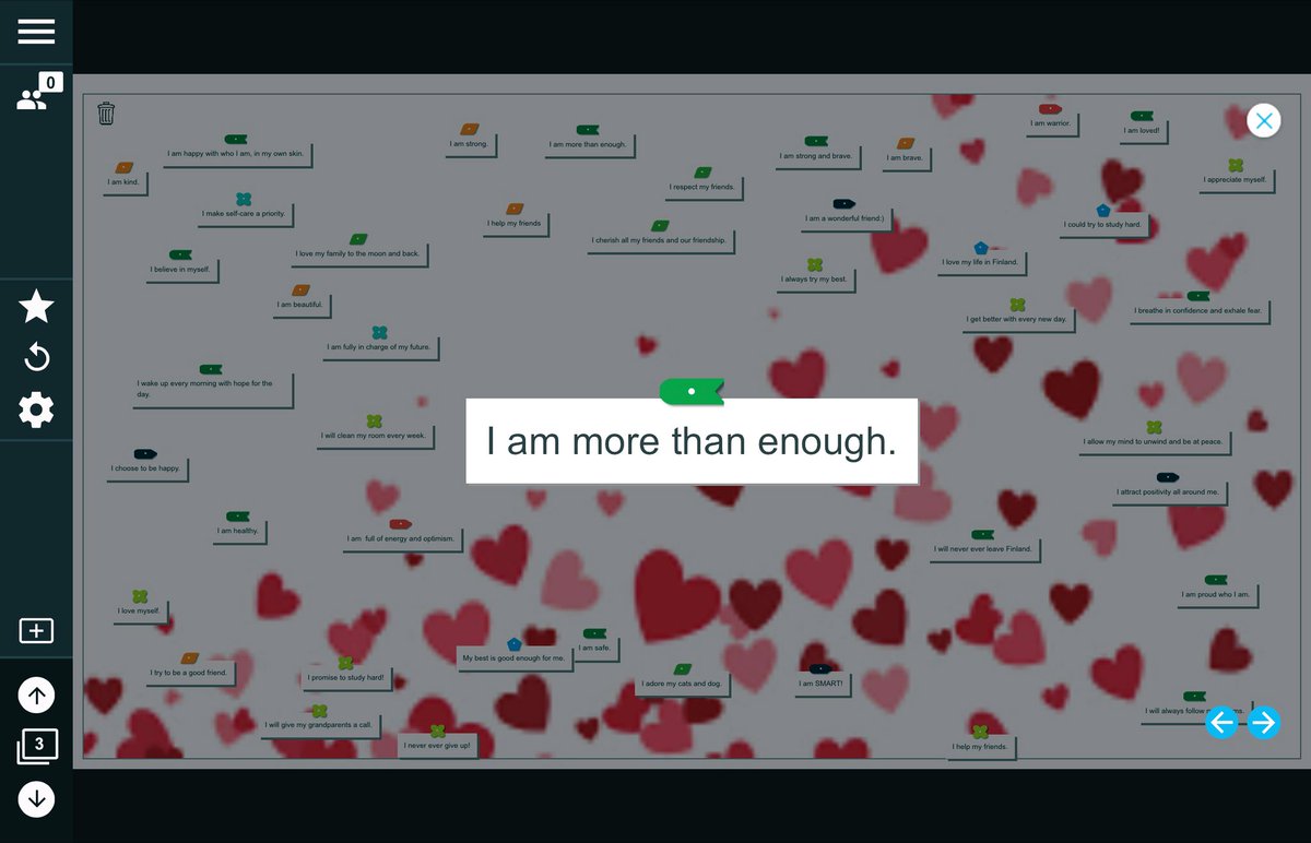 RainioMaarit's tweet photo. Created class-wide #StudentVoice brainstorming sessions where students @RaumanNorssi contributed their affirmations to the Shout It Out! background on the classroom display. Customized the backgrounds to match the lessons. #LumioSpark #SMARTAmbassador #WeAreSMART #Smart_Tech https://t.co/SnFE4vd5MG