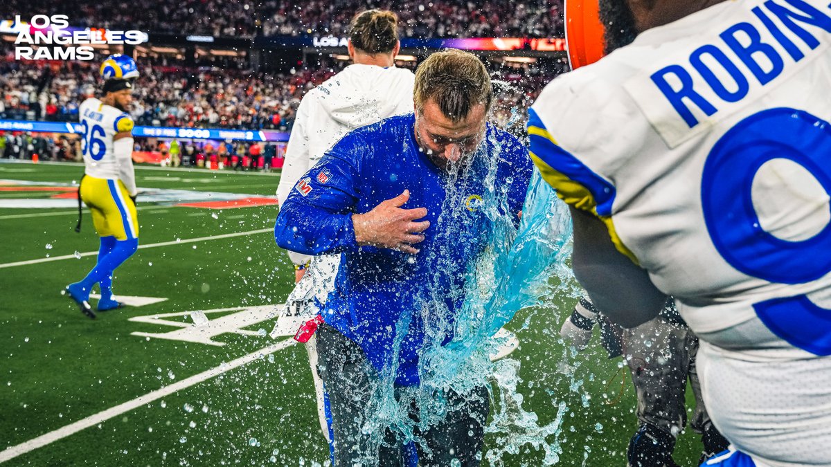 RamsNFL's tweet photo. THE YOUNGEST HEAD COACH TO WIN A SUPER BOWL: SEAN MCVAY. 🏆 https://t.co/QprNVDuWOb